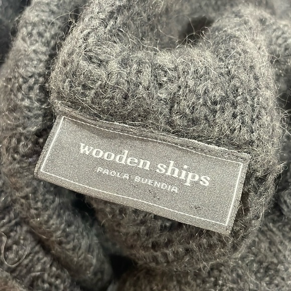 Wooden Ships Gray Striped Cowlneck Mohair Wool Blend Sweater - Picture 2 of 8